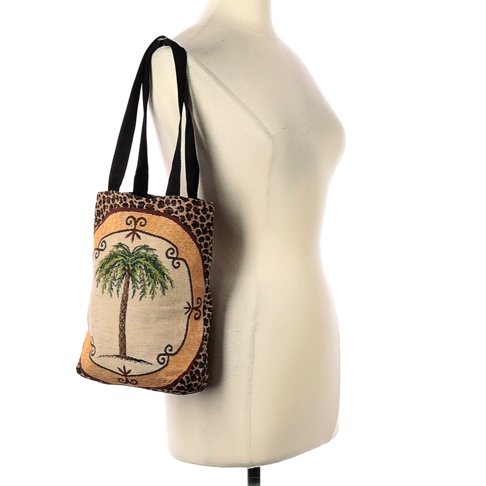 Mini Palm Tree Leopard Tapestry Style Tote Bag